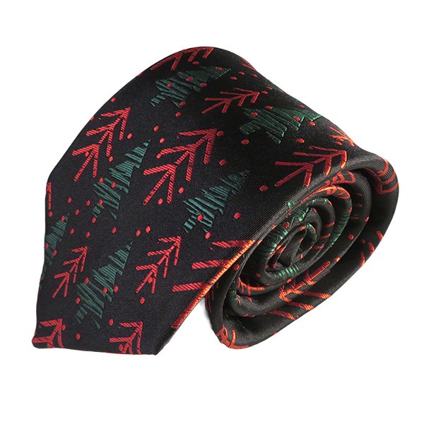 59 X 3.25 Inch Black Red Green Christmas Tree Tie