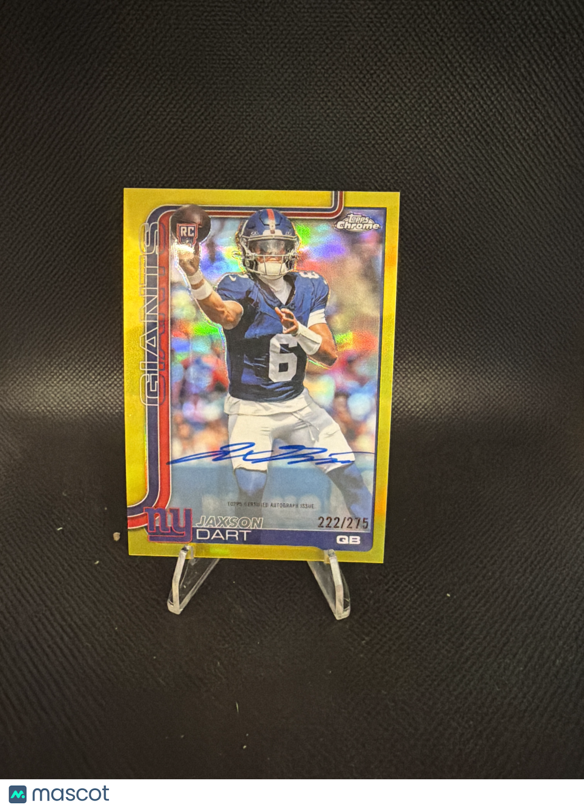 2025 Topps Chrome Jaxson Dart True Yellow Auto /275 RC
