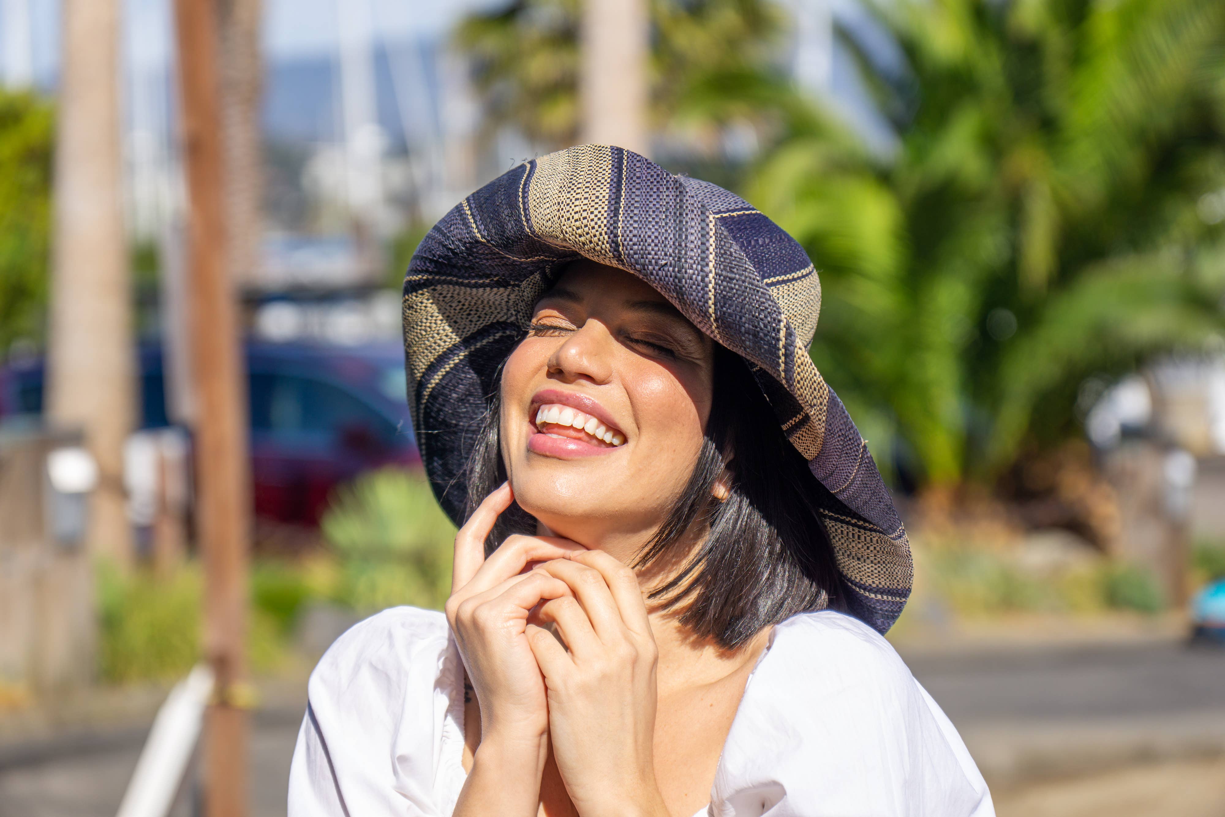 5" & 7" Wide Brim Multicolor Stripe Packable Straw Sun Hats