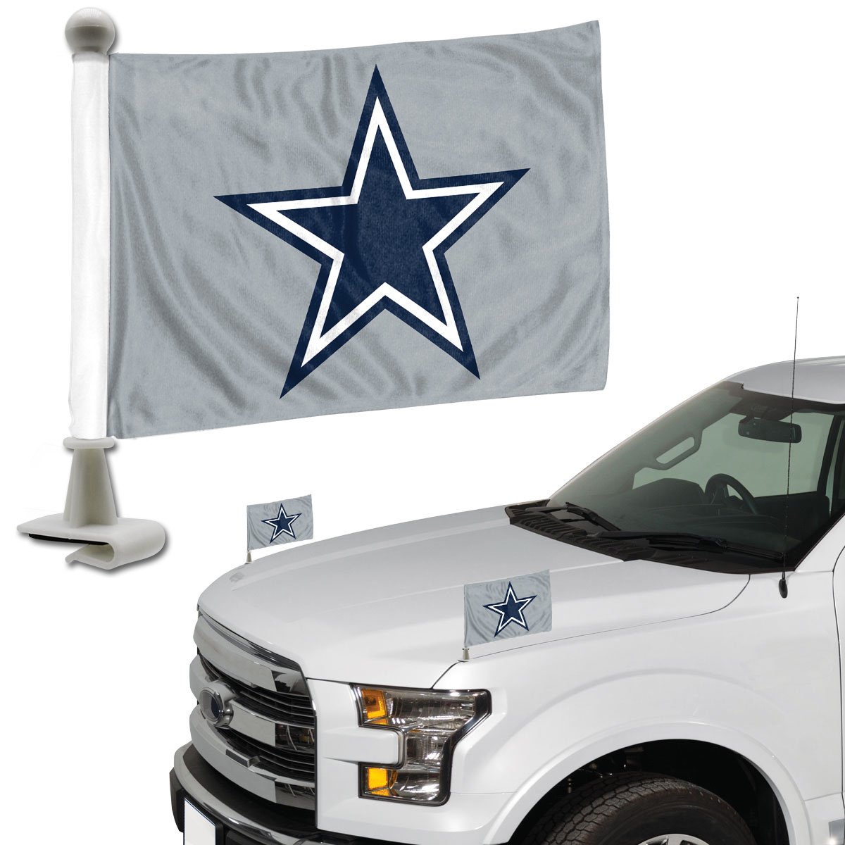 Dallas Cowboys Grey Ambassador Car Flags Set