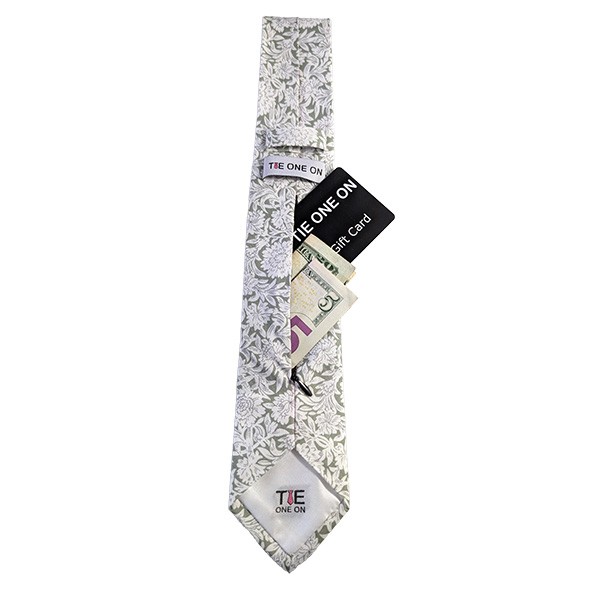 Sage Cream Floral Hidden Pocket Tie