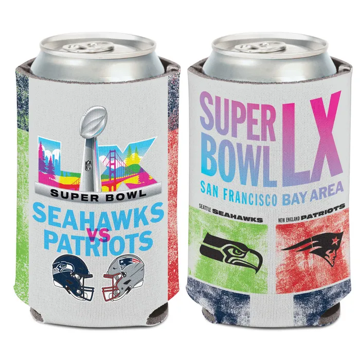 Seattle Seahawks Vs New England Patriots Super Bowl LX Dueling Can Cooler