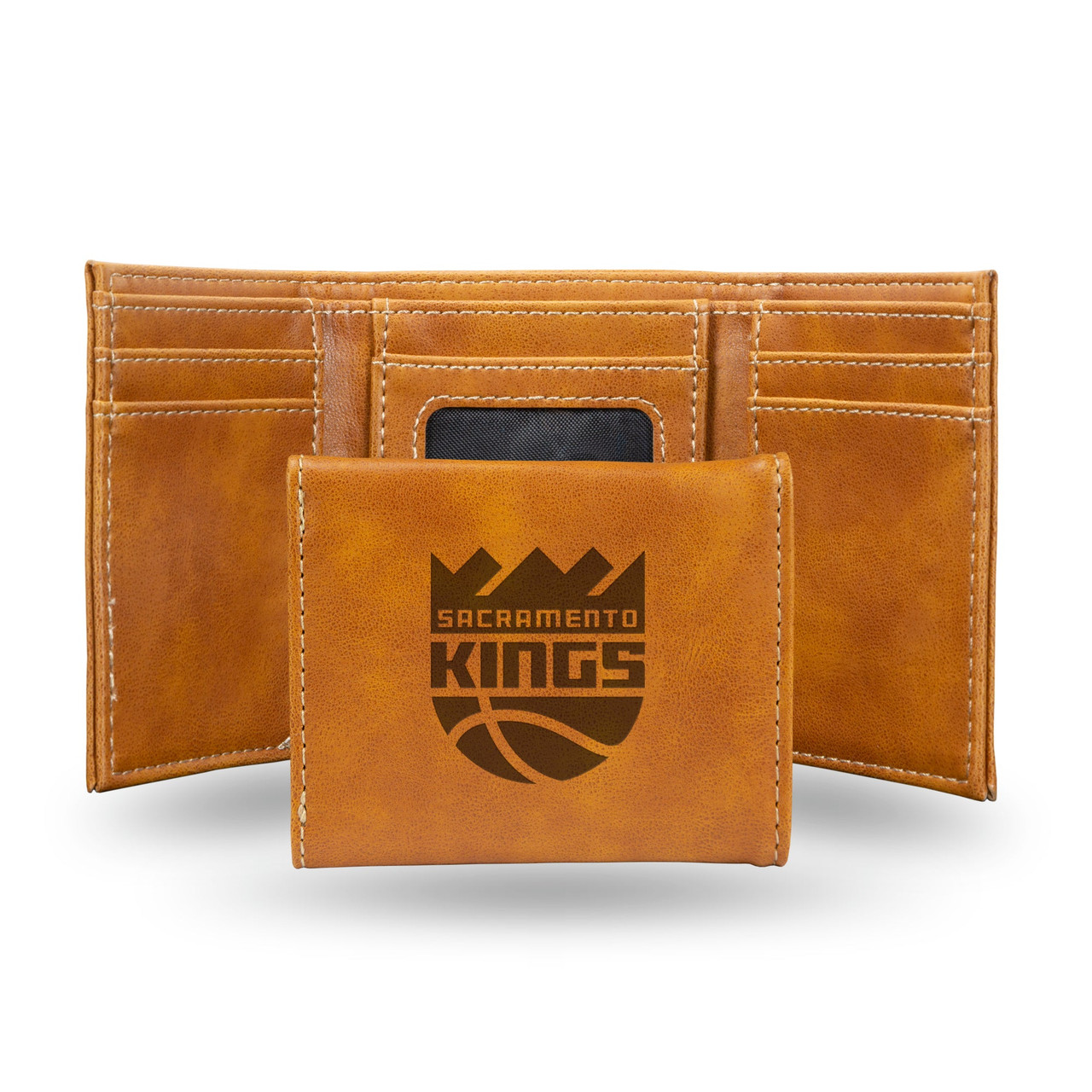 Sacramento Kings Laser Engraved Trifold Leather Wallet
