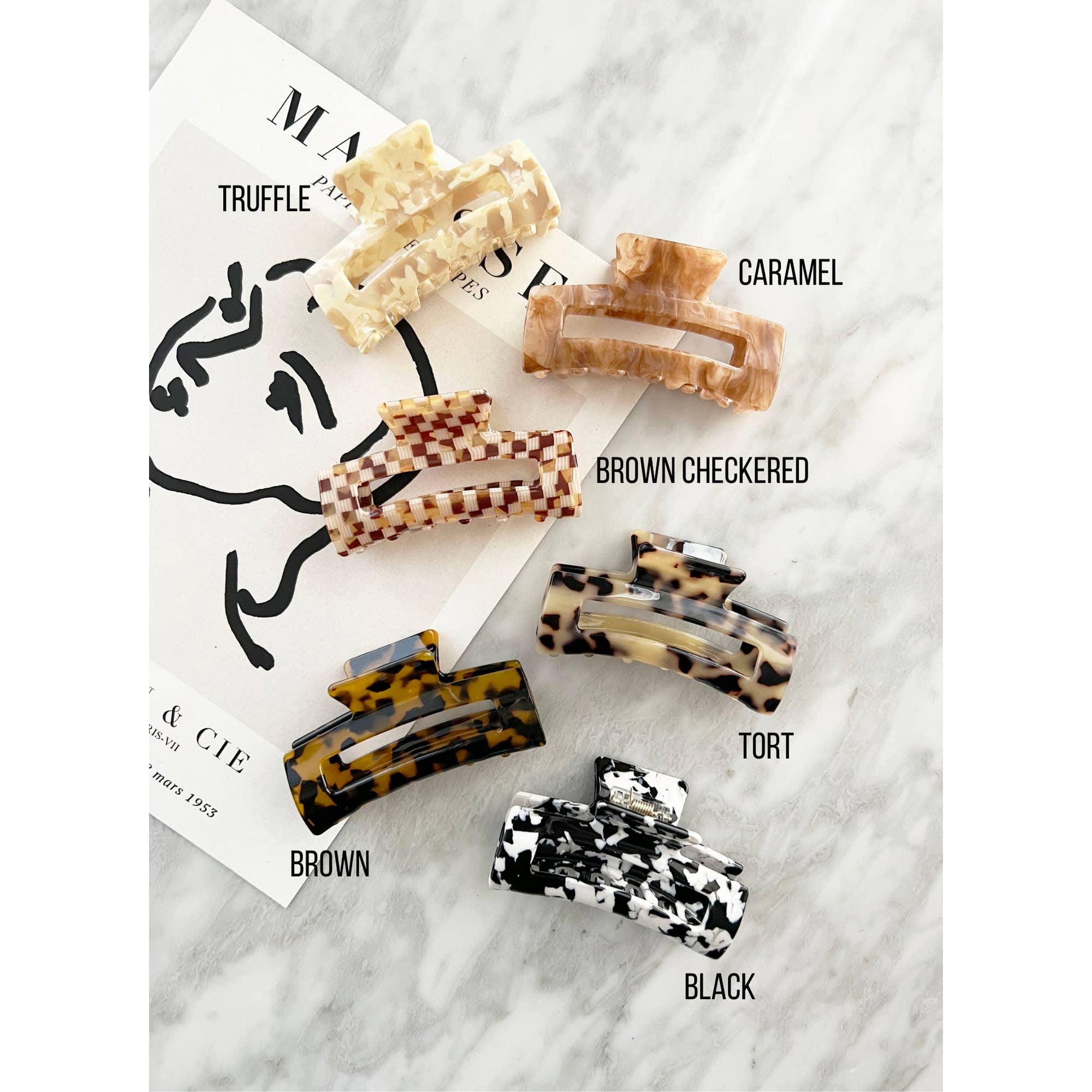 Acetate Tortoise Hair Clips - ALLIE - Honey