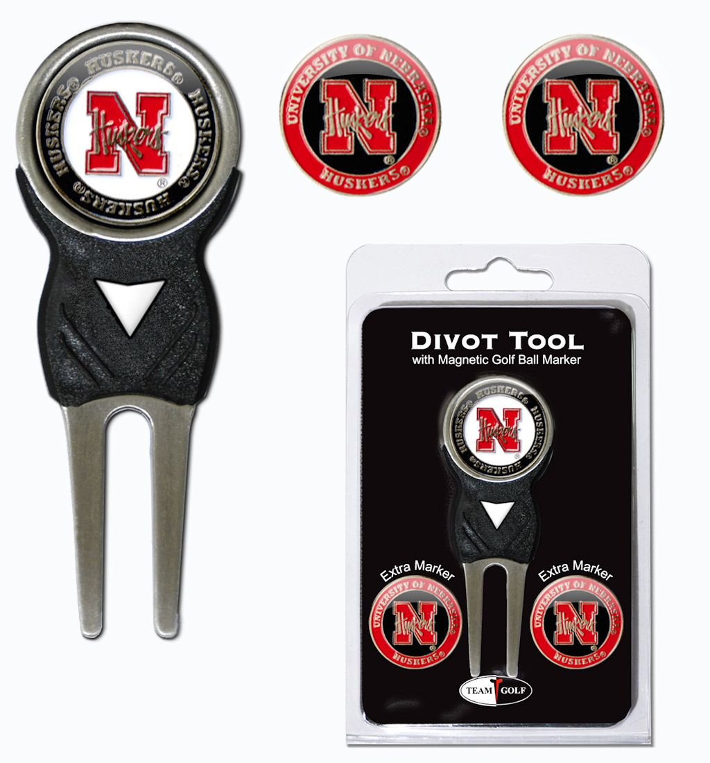Nebraska Huskers Golf Divot Tool with 3 Markers