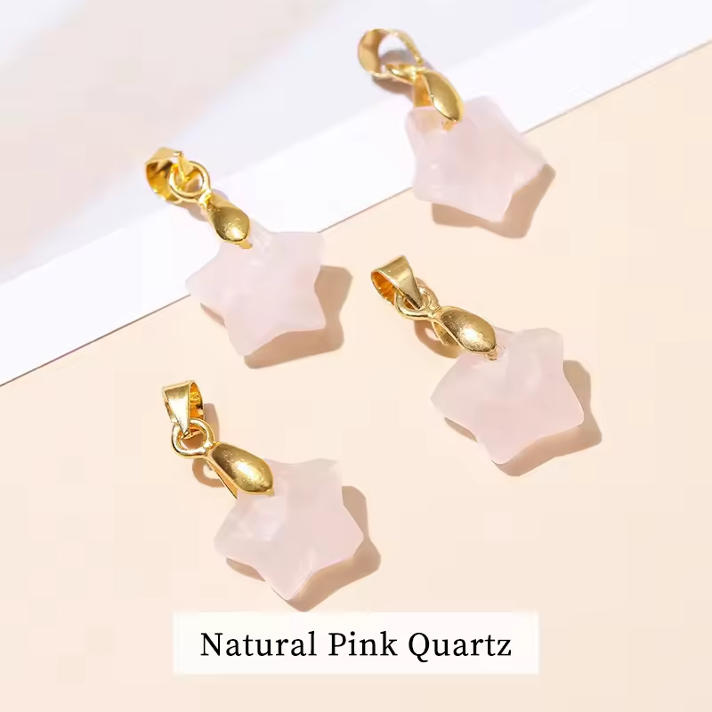 Pendentif étoile Facetté en Quartz rose 12x5mm — stock Valence