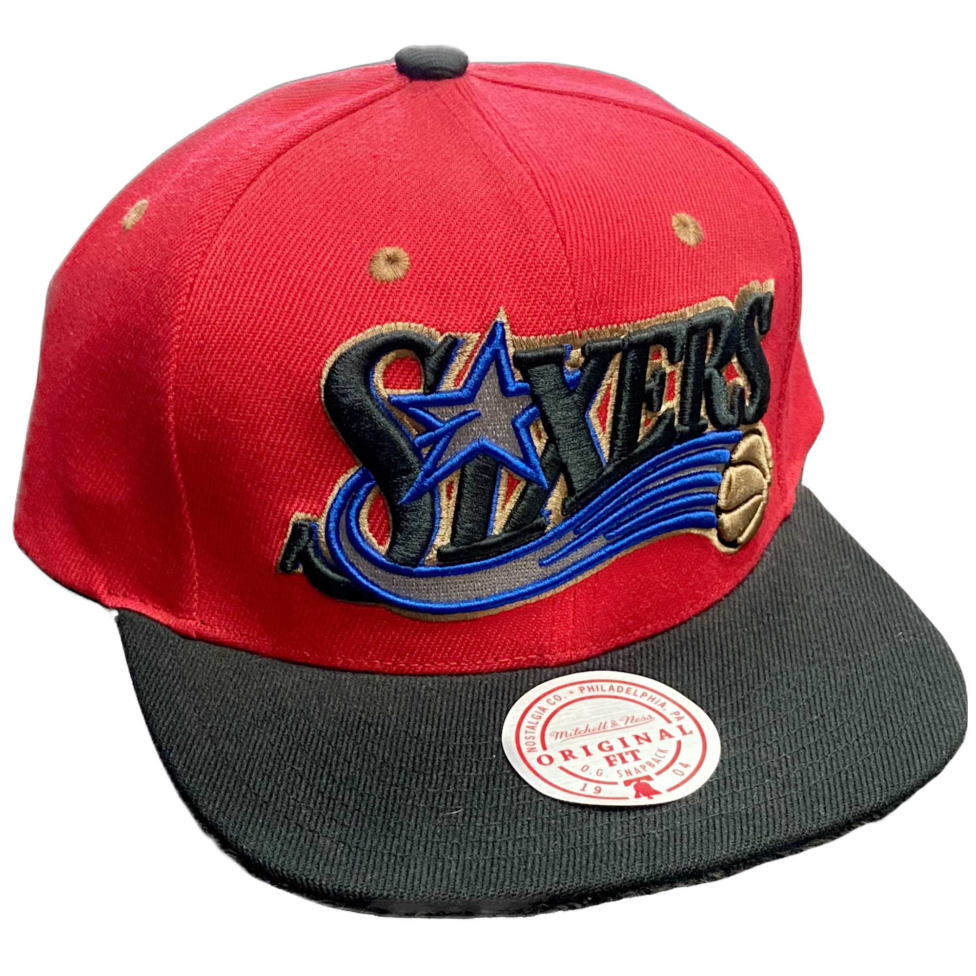 Philadelphia 76ers Red/Black Mitchell and Ness Snapback Hat