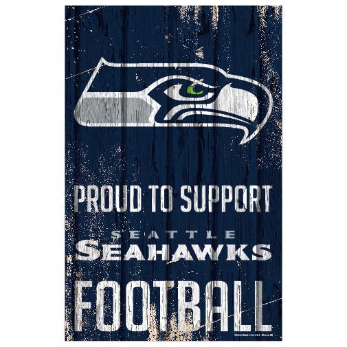Seattle Seahawks Proud to Support Wooden Sign 11x17"