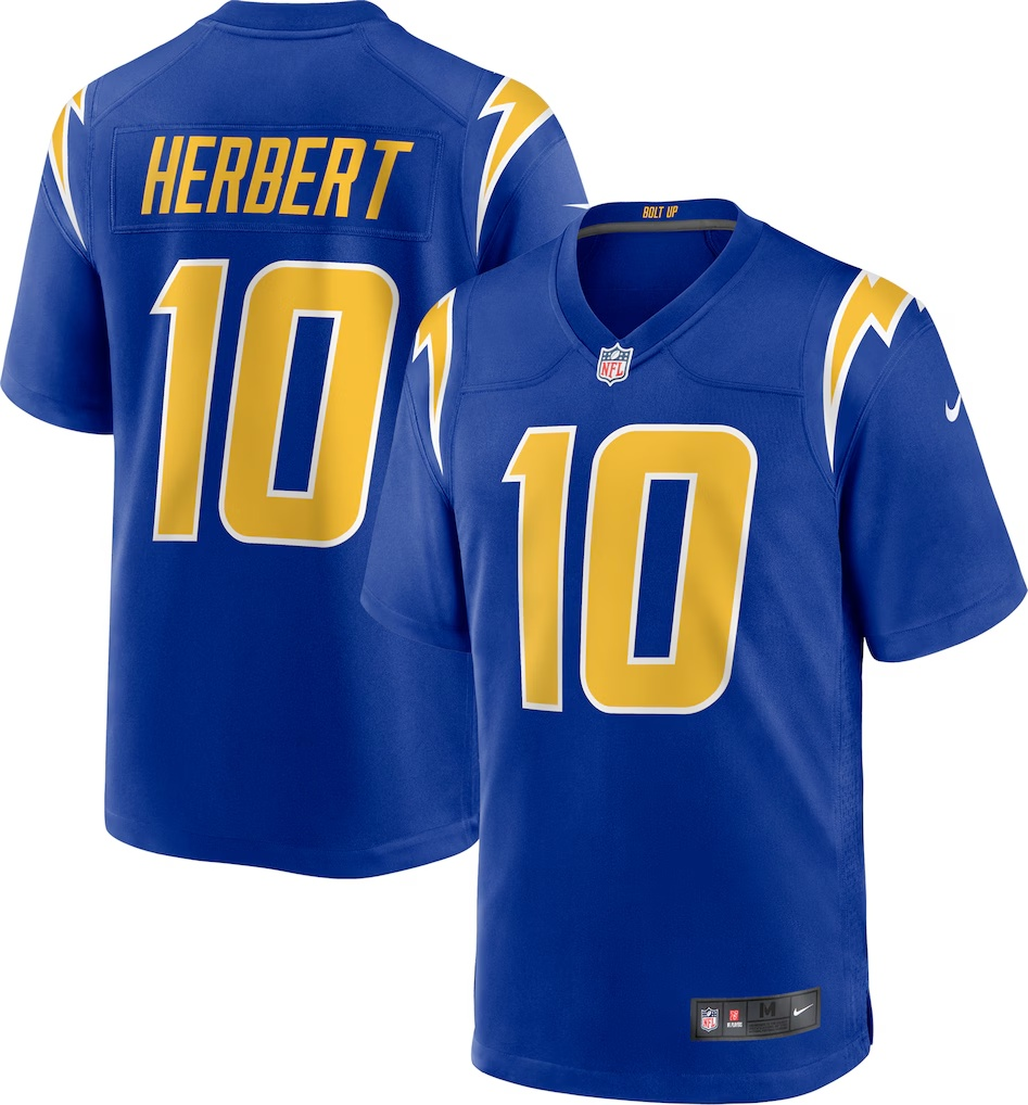Los Angeles Chargers Justin Herbert #10 Royal Alternate Nike Game Jersey
