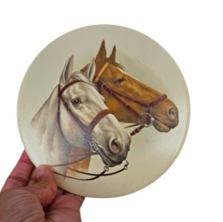Vintage Decorative Horse Portrait Circle Wall Plaque Trivet