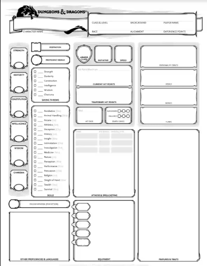 D&D Character Sheets