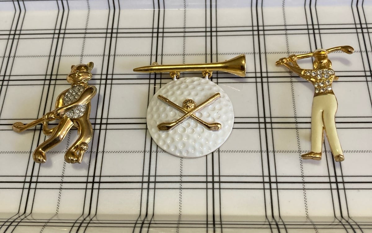 Vintage Lot 3 Golf Theme Brooches