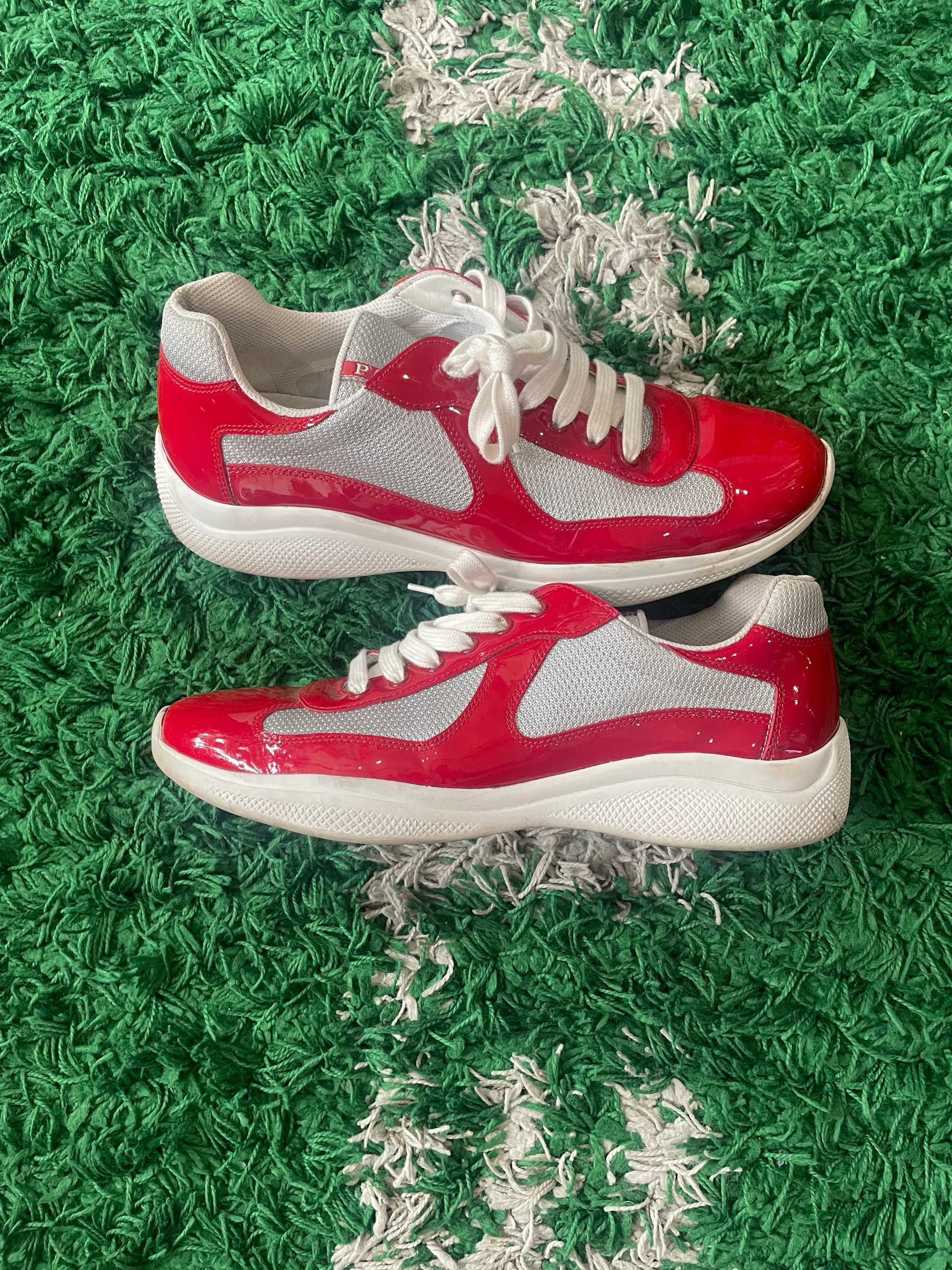 prada america cup red leather and technical fabric size 10 (used)