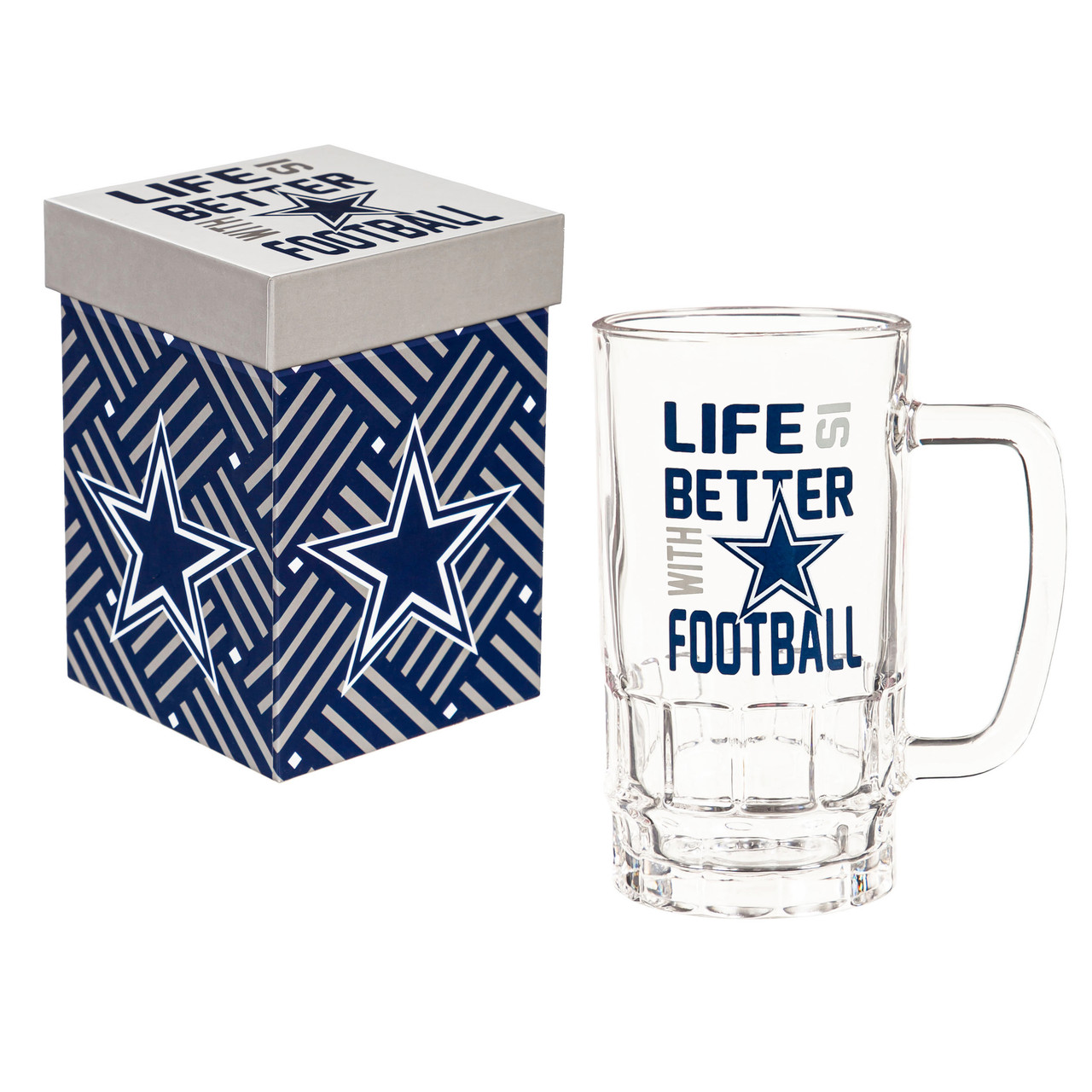 Dallas Cowboys Glass Tankard Mug with Box 18oz