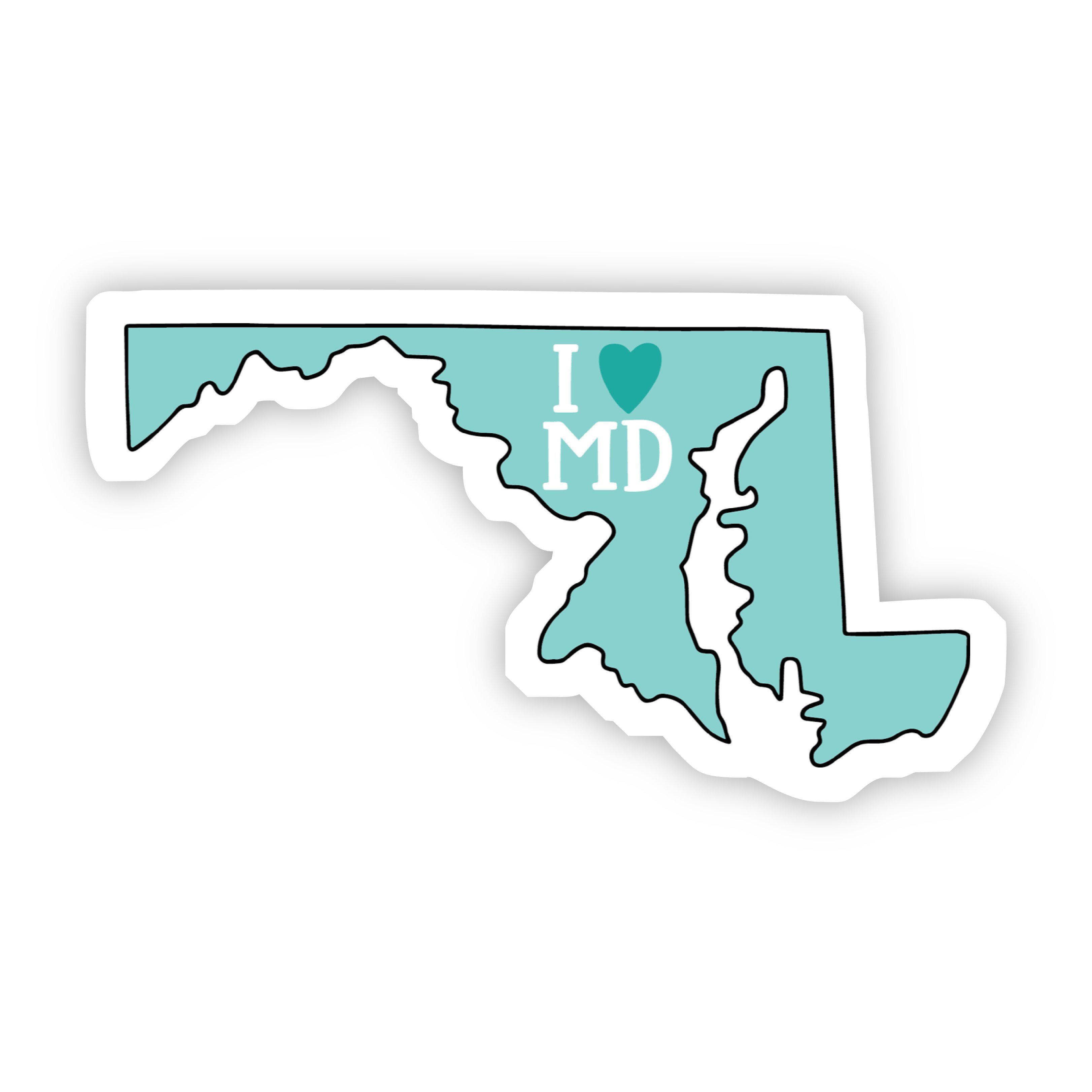 I Love Maryland Teal Sticker