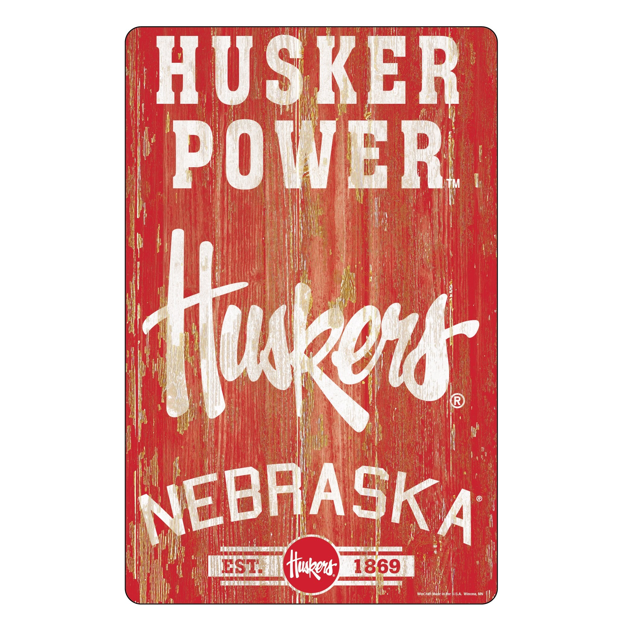 Nebraska Huskers Wood Slogan Sign 11x17"