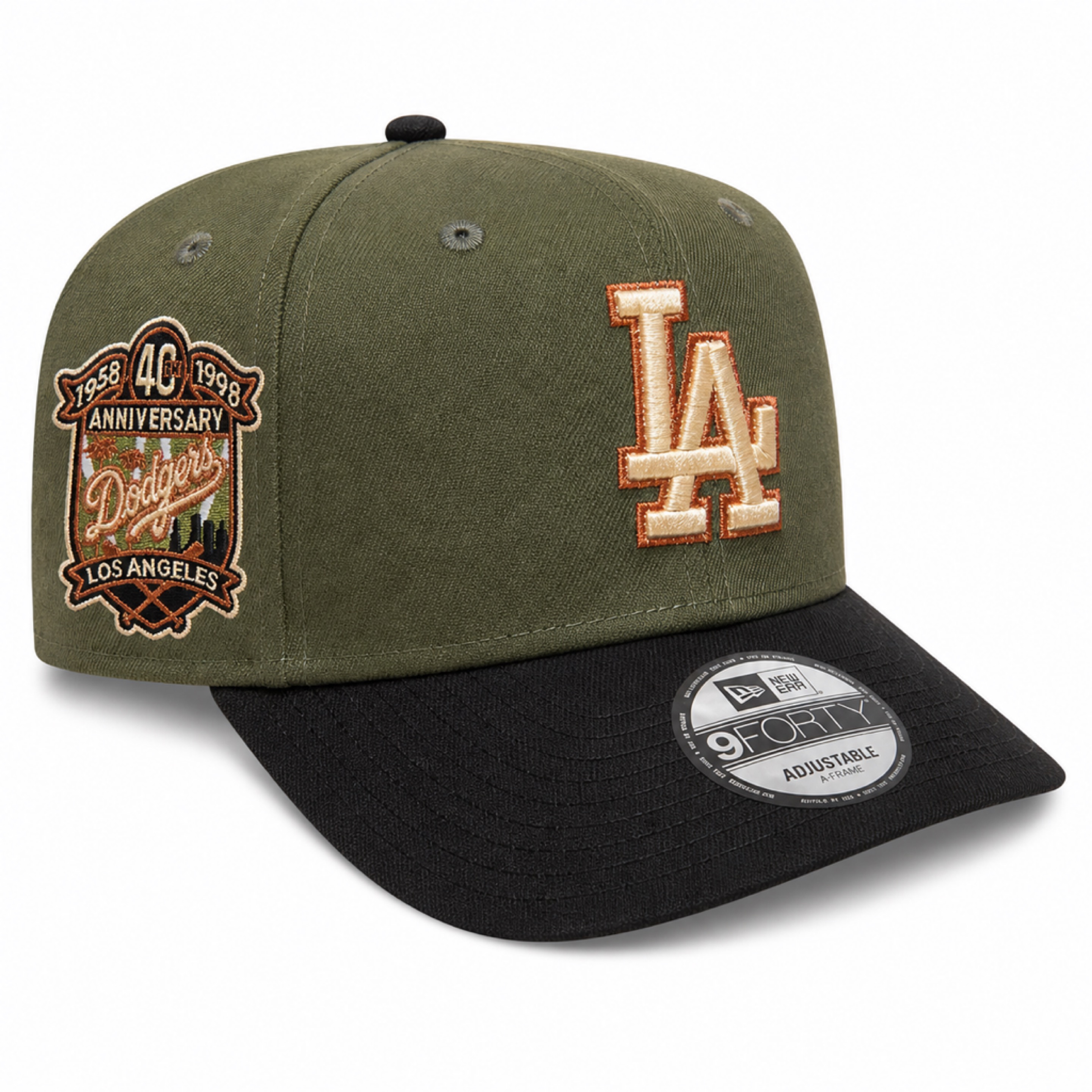 Los Angeles Dodgers Olive/Black New Era 9FORTY 40th Anniversary Snapback Hat