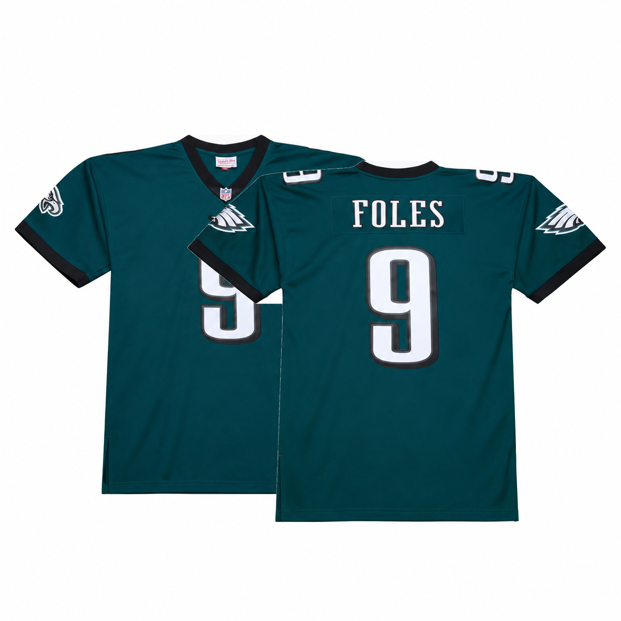 Philadelphia Eagles 2017 Nick Foles #9 Mitchell and Ness Midnight Green Jersey — view 1