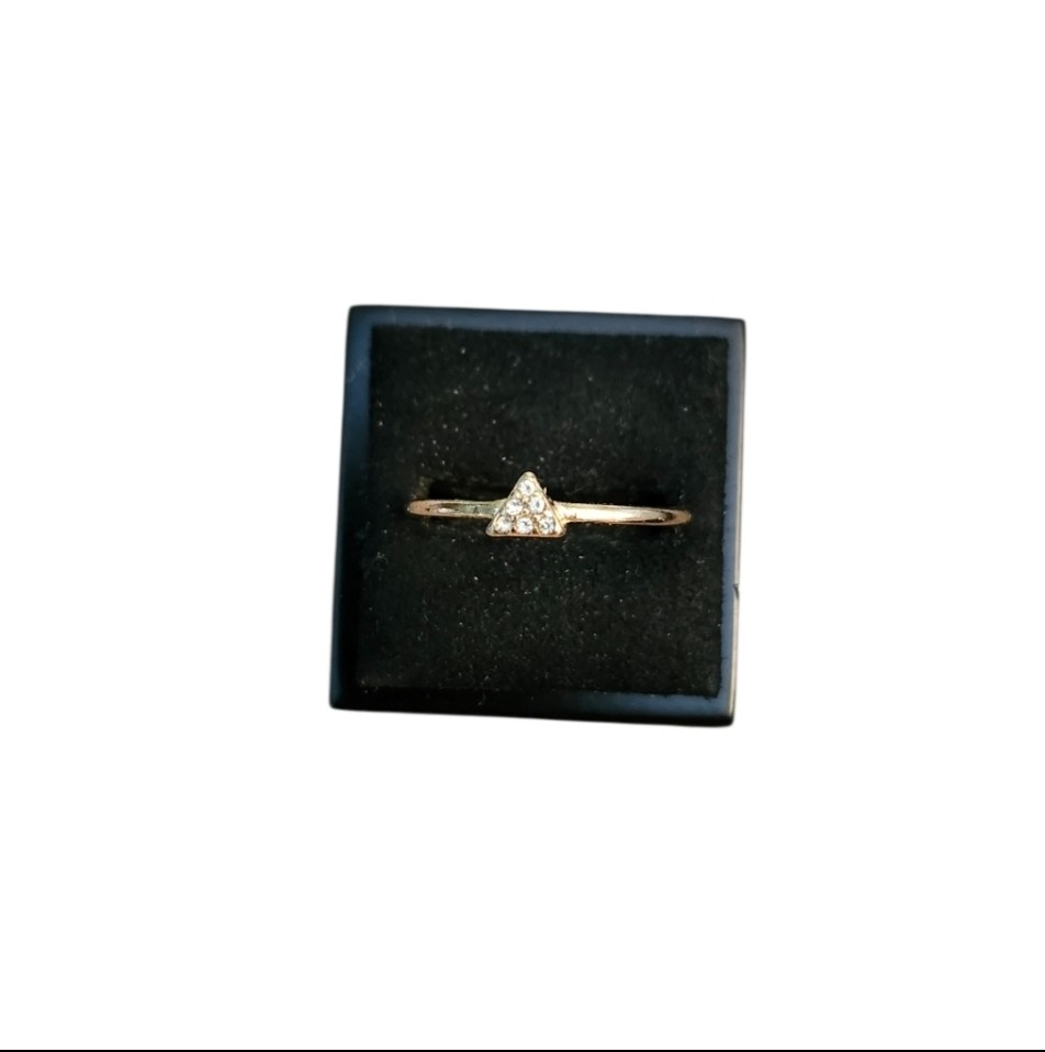 Size 10 Gold Toned Rhinestone Triangle Ring