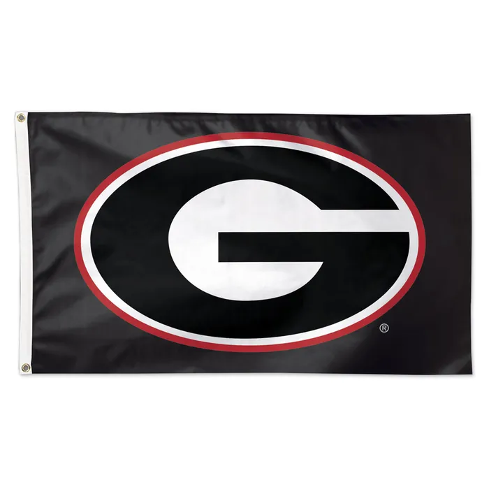 Georgia Bulldogs Deluxe Black Primary Logo Flag 3x5'