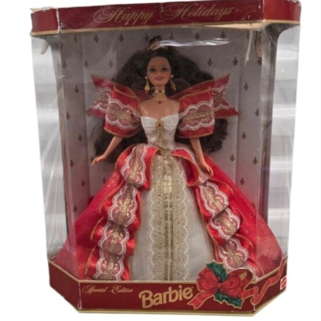 Vintage 1997 10th Anniversary Happy Holidays Barbie Special Edition Doll Damaged