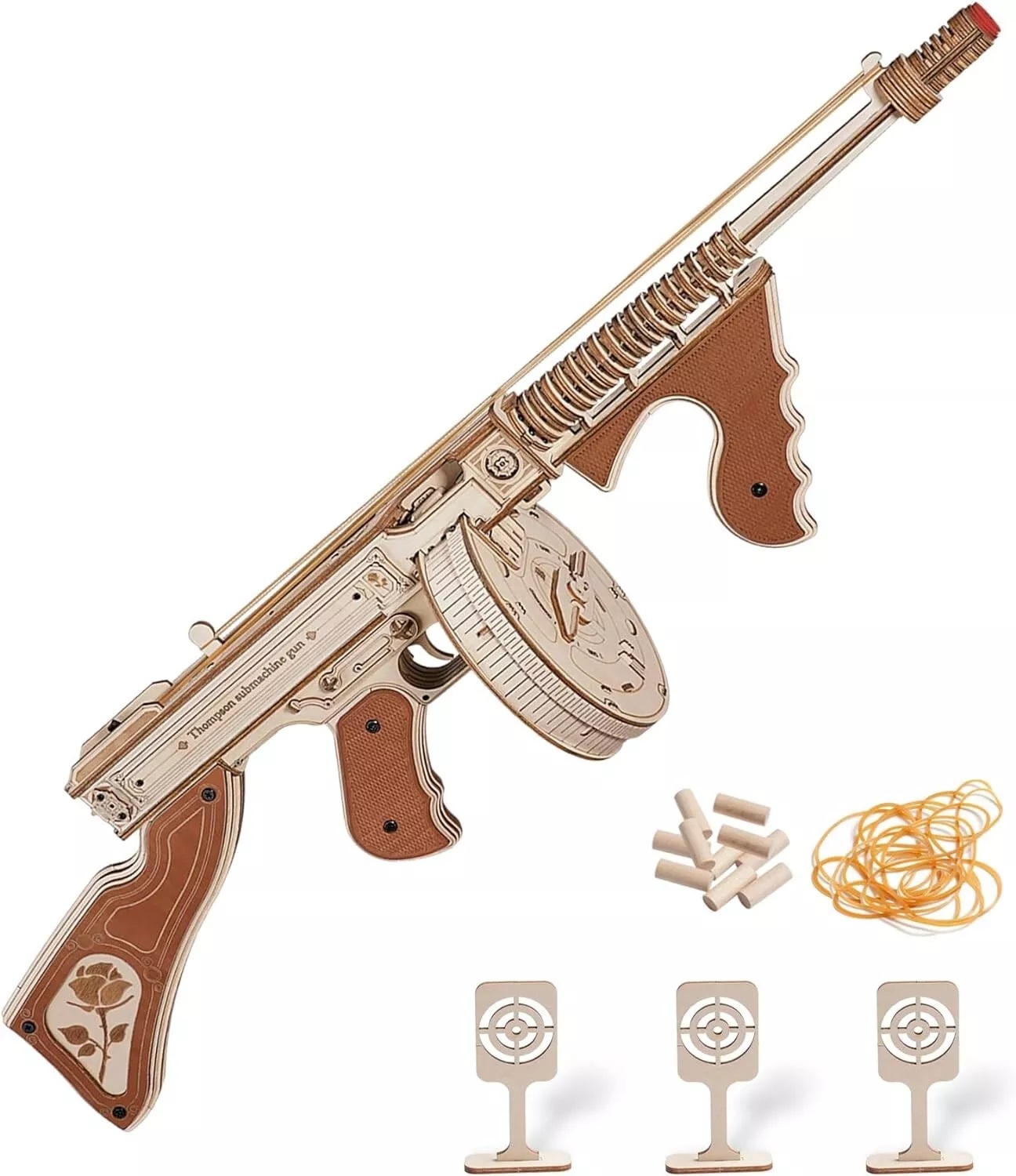 Robotime Submachine Rubber Band Gun Assembly Kit LQB01