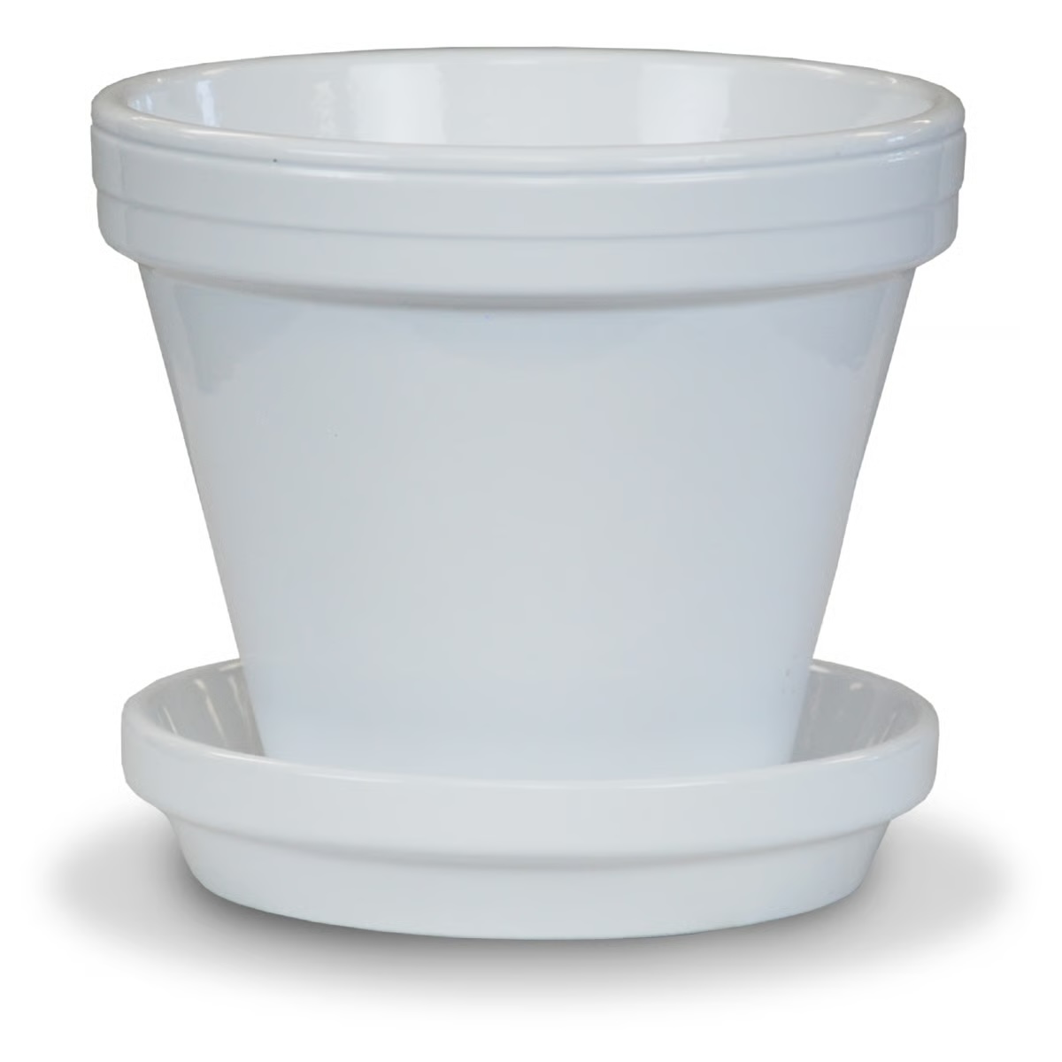6-6.5" Powder-Coated Terra Cotta Ceramo MEDIUM - Standard Pot 6.5" White