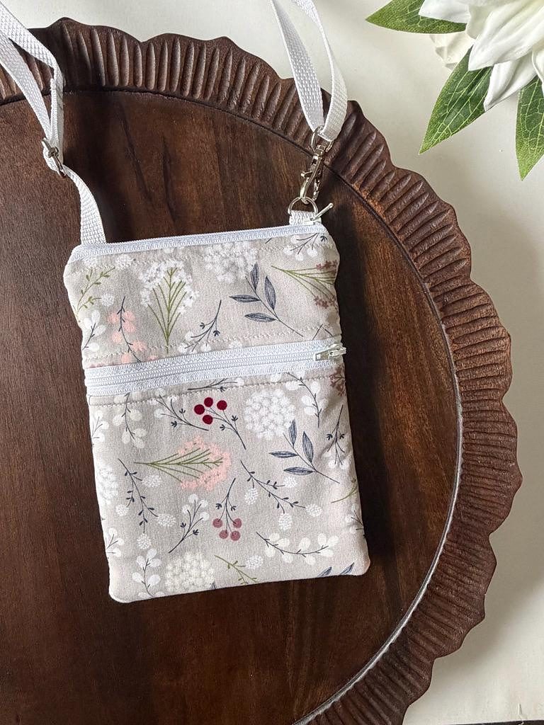 Small Crossbody Bag – Dandelions on Gray – handmade crossbody bag