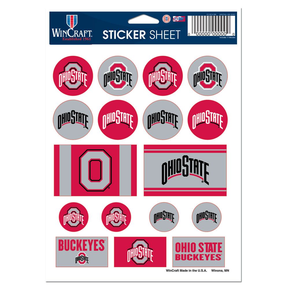 Ohio State Buckeyes Vinyl Decal Sheet 5x7"
