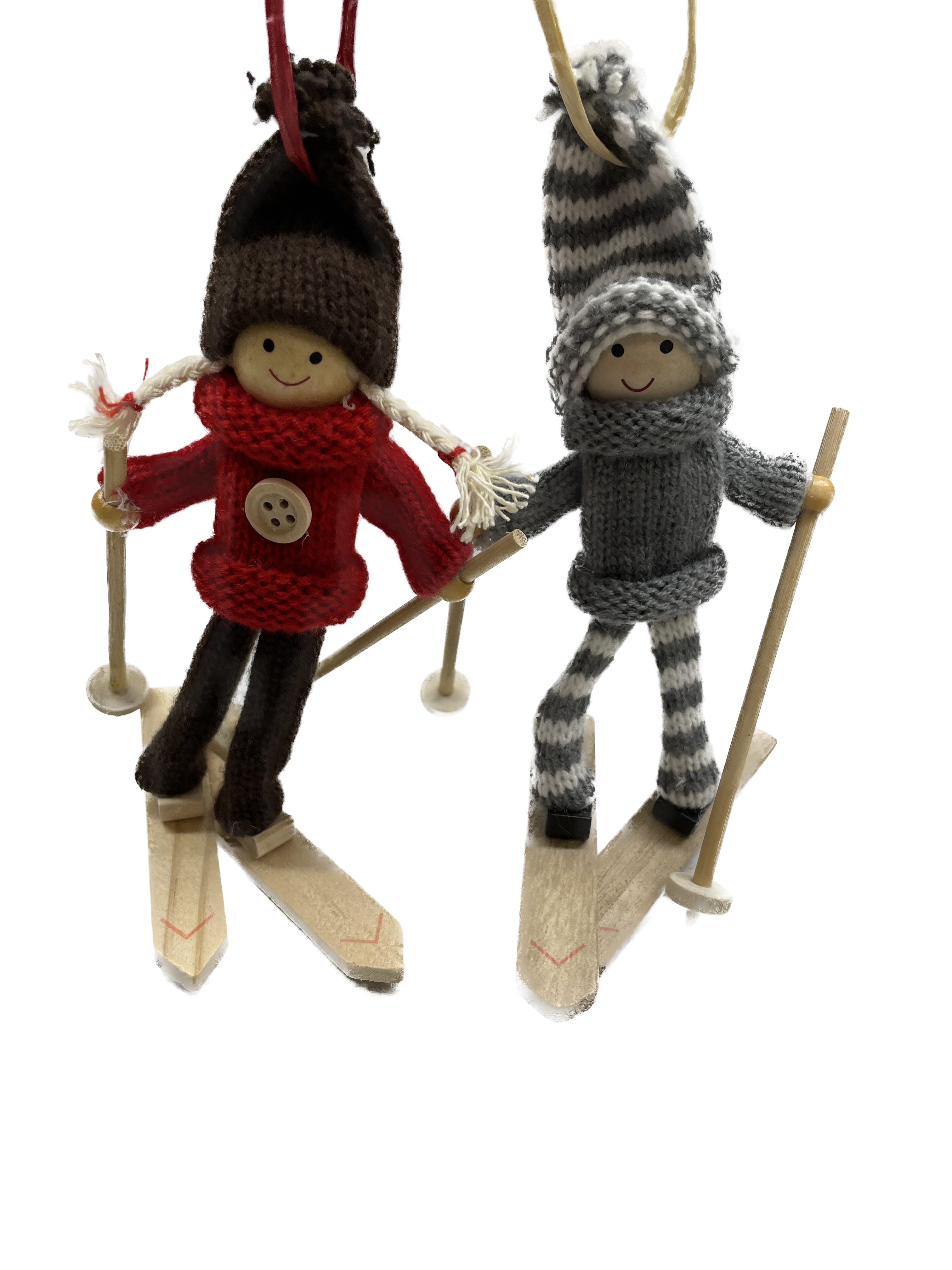 Fabric Knit Skier Ornament