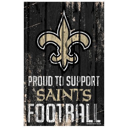 New Orleans Saints Proud to Support Wooden Sign 11x17"
