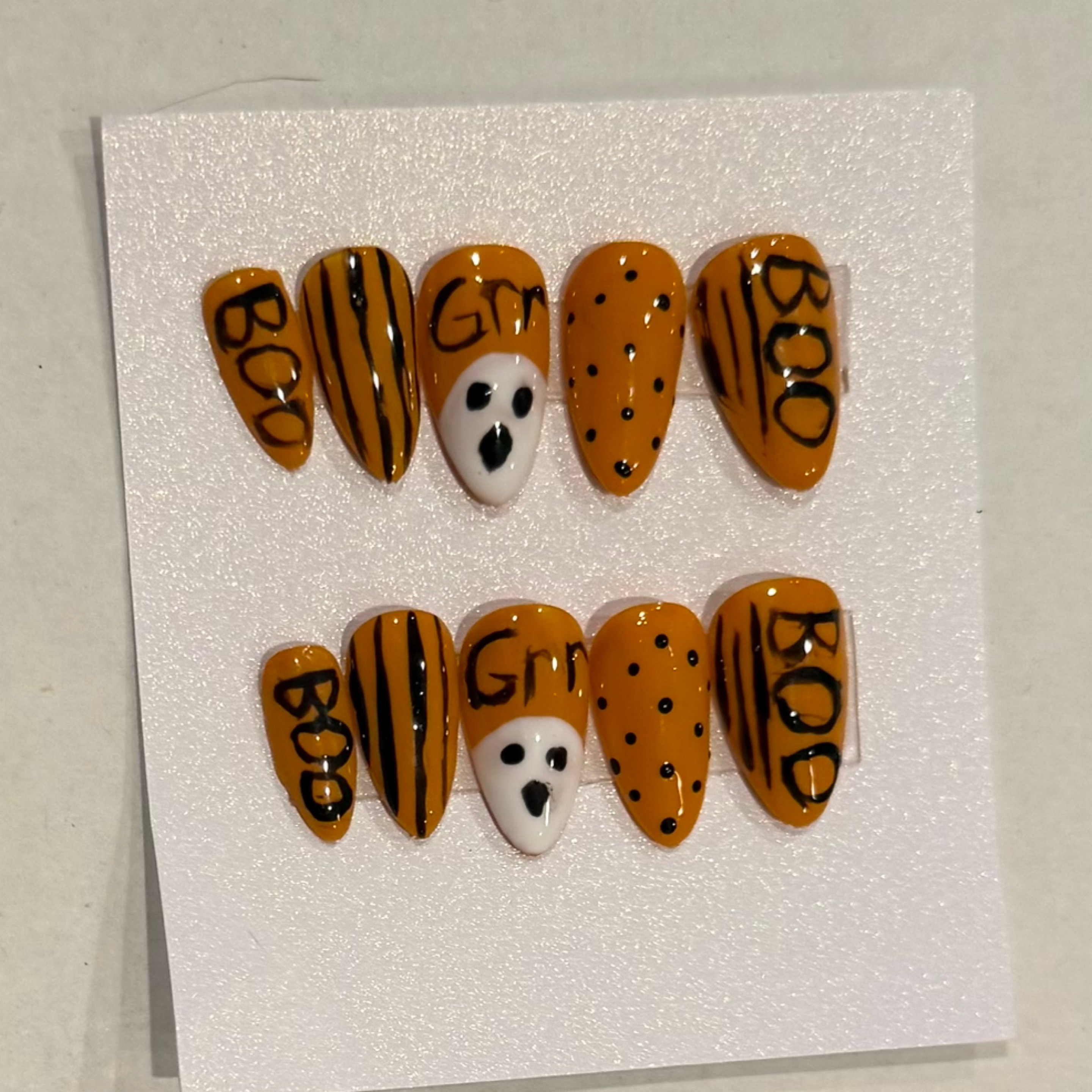 Boo grrr Halloween hand-painted nail set
