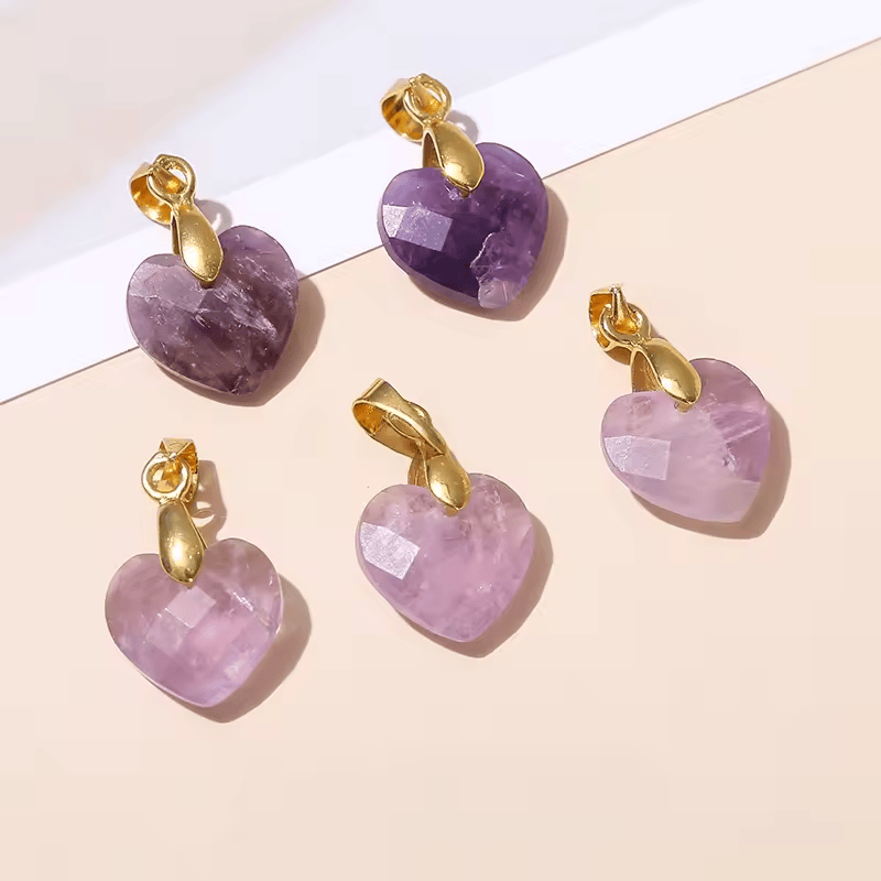 Pendentif Cœur Facetté en Améthyste 12x5mm — stock Valence
