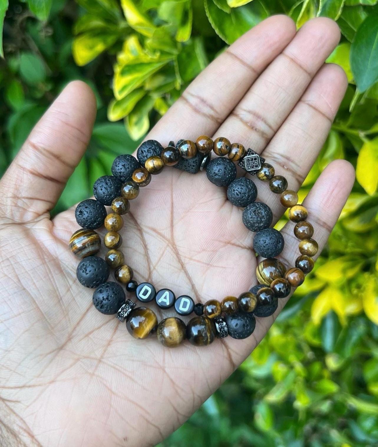 Tiger Eye & Lava Rock Bracelet Set view 3