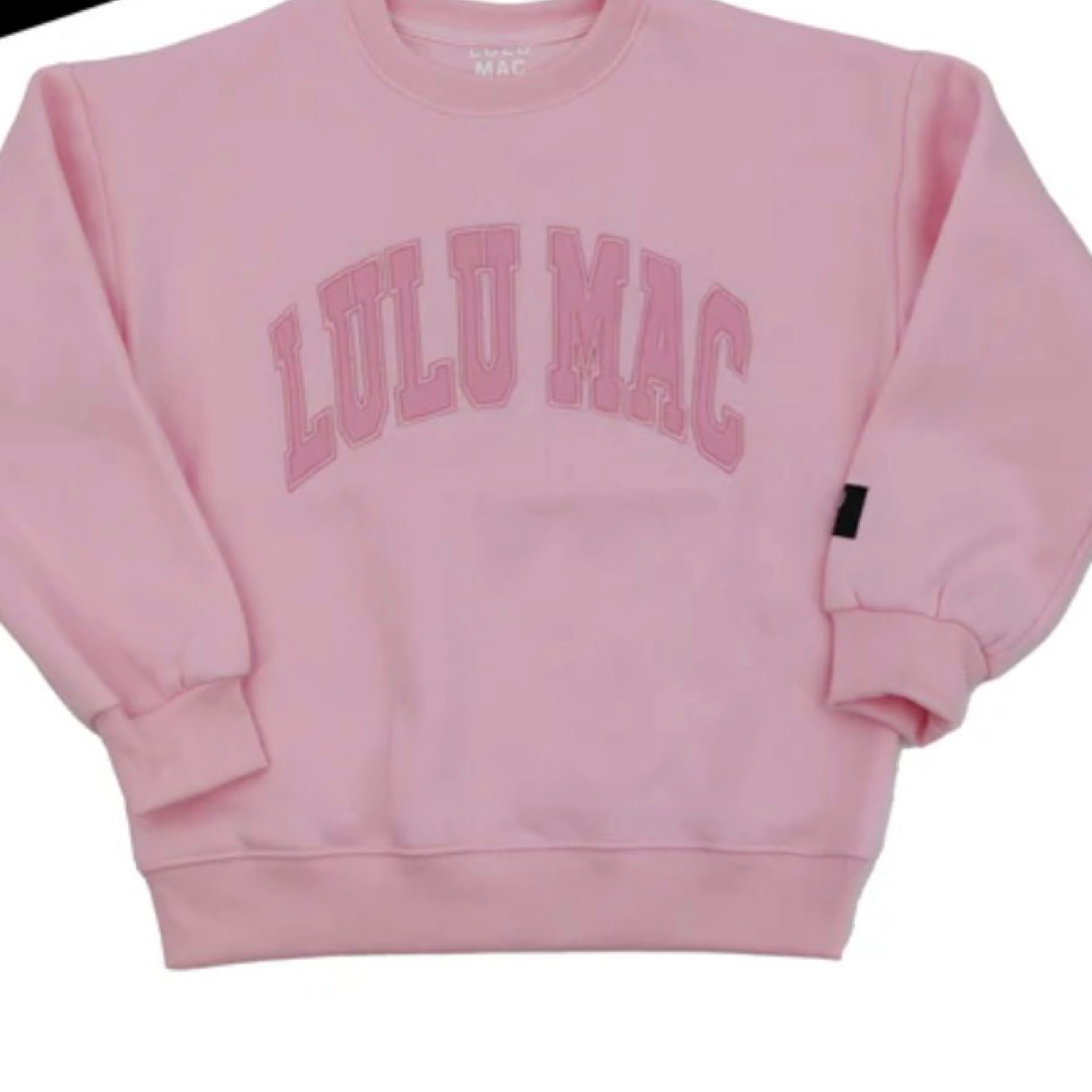Lulumac kids sweatshirt mono pink — Bama Tan boutique, Tuscaloosa AL