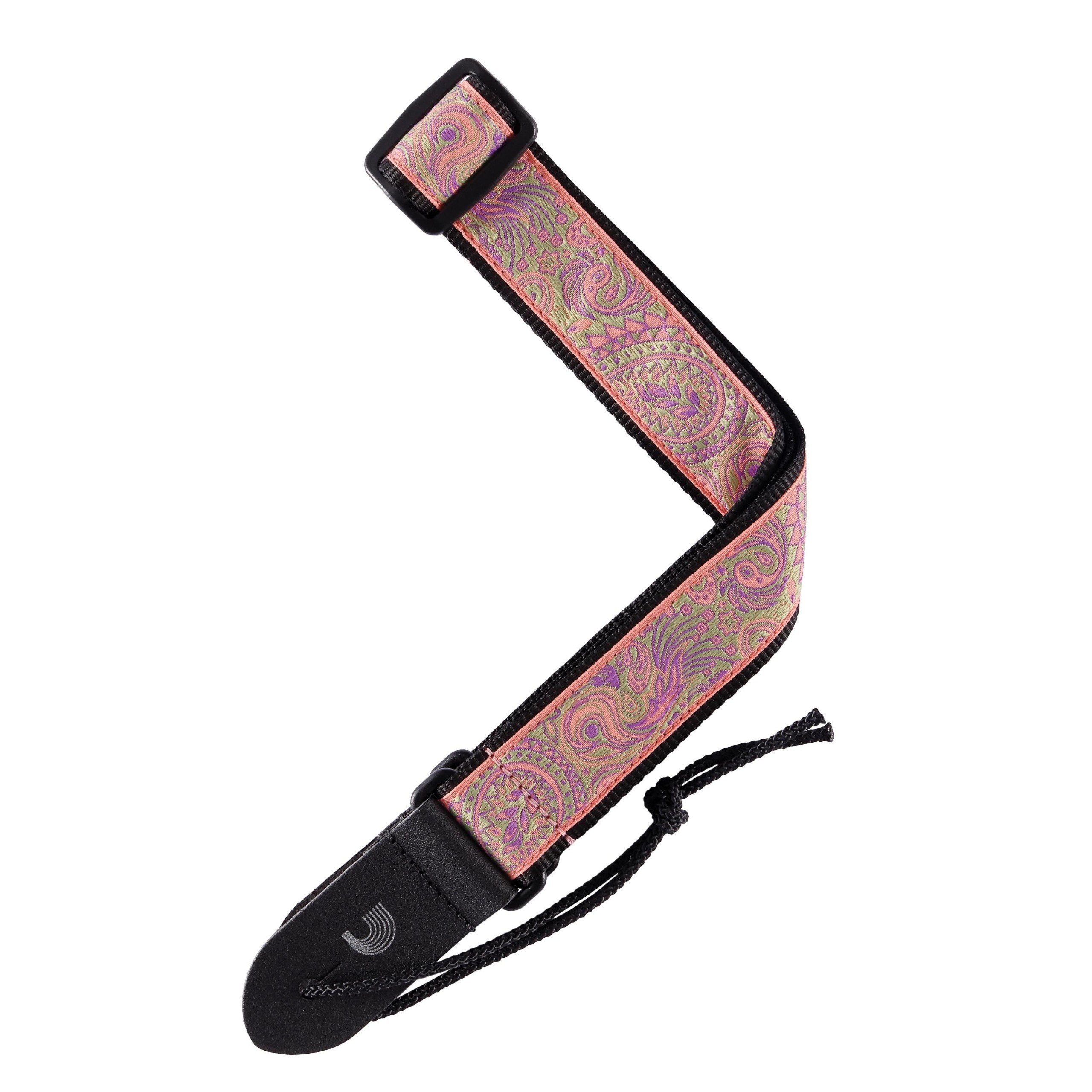 D Addario Jacquard Ukulele Straps  Paisley Pink/Green