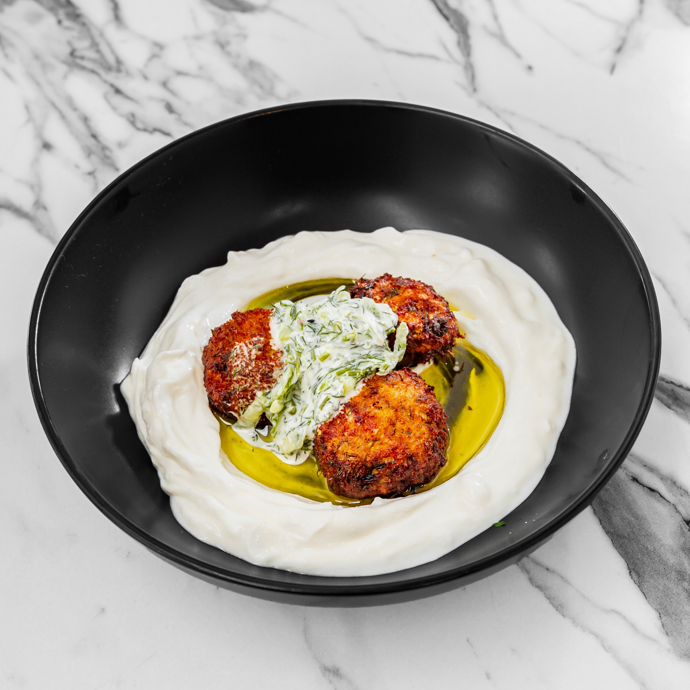 Crispy Zucchini Balls With Yogurt