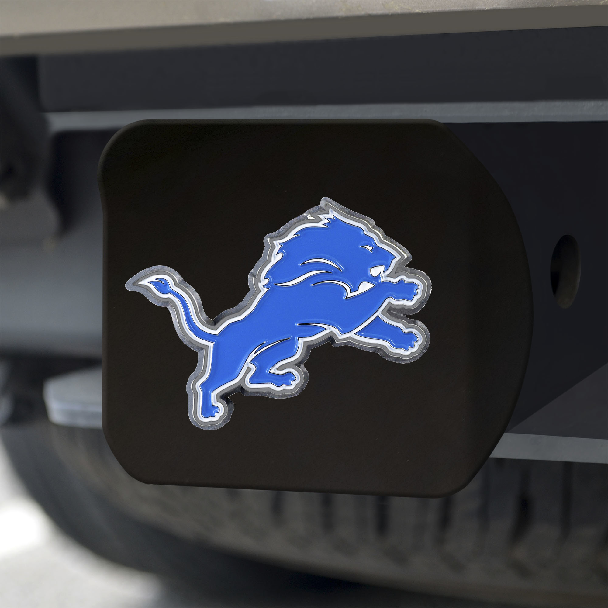 Detroit Lions Black Chrome Hitch Cover