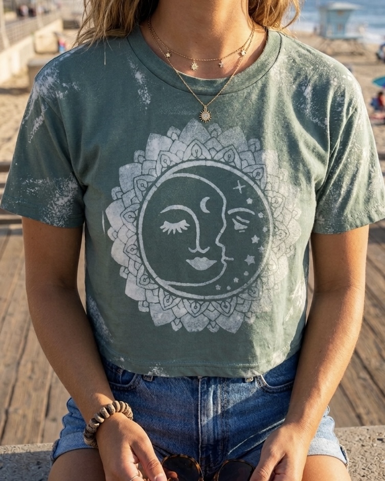 Sun Moondala Green Crop Top