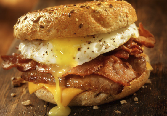 Bacon, Sausage & Egg Sandwich / Bap