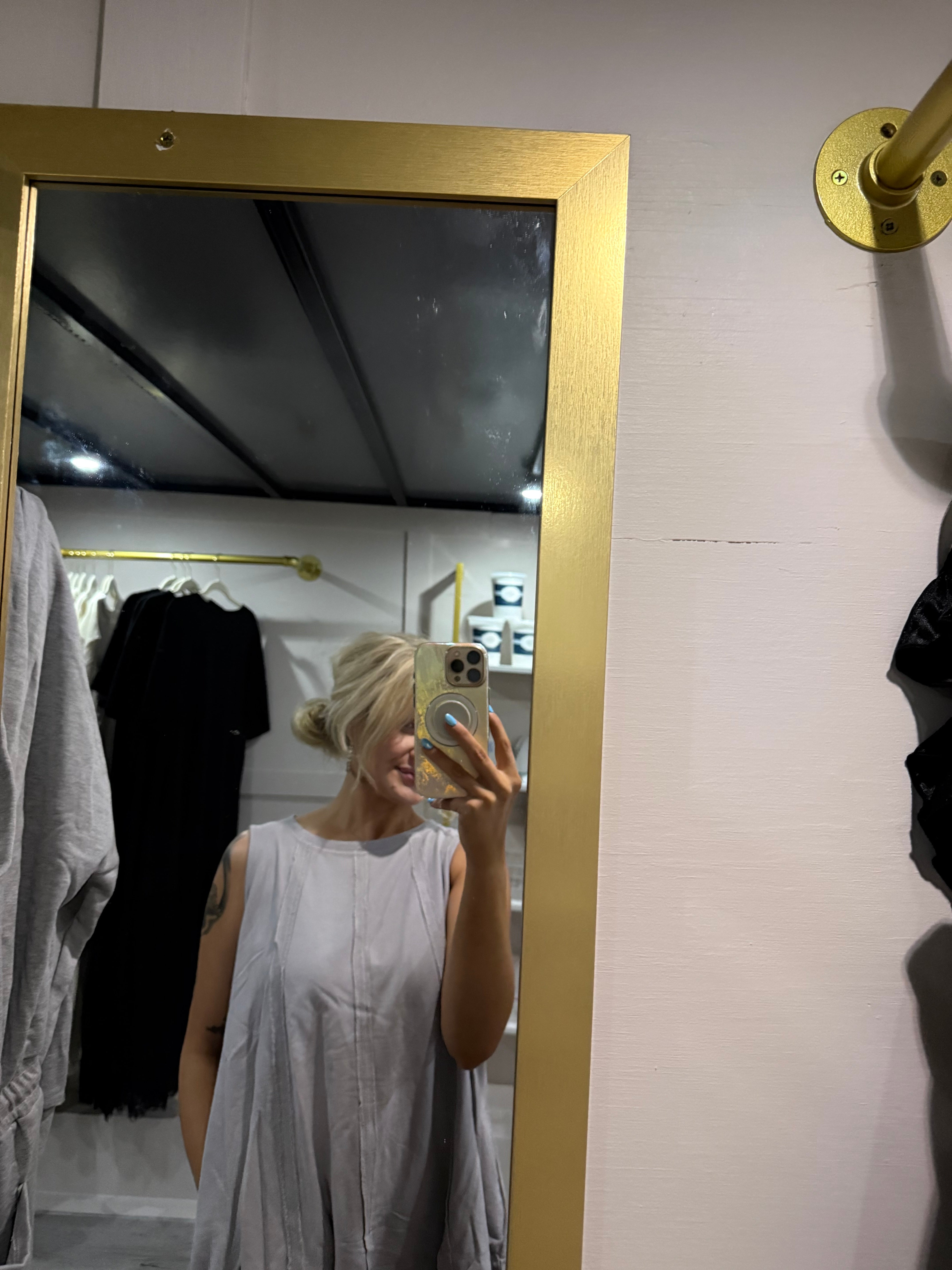 Grey Fray Detail Dress
