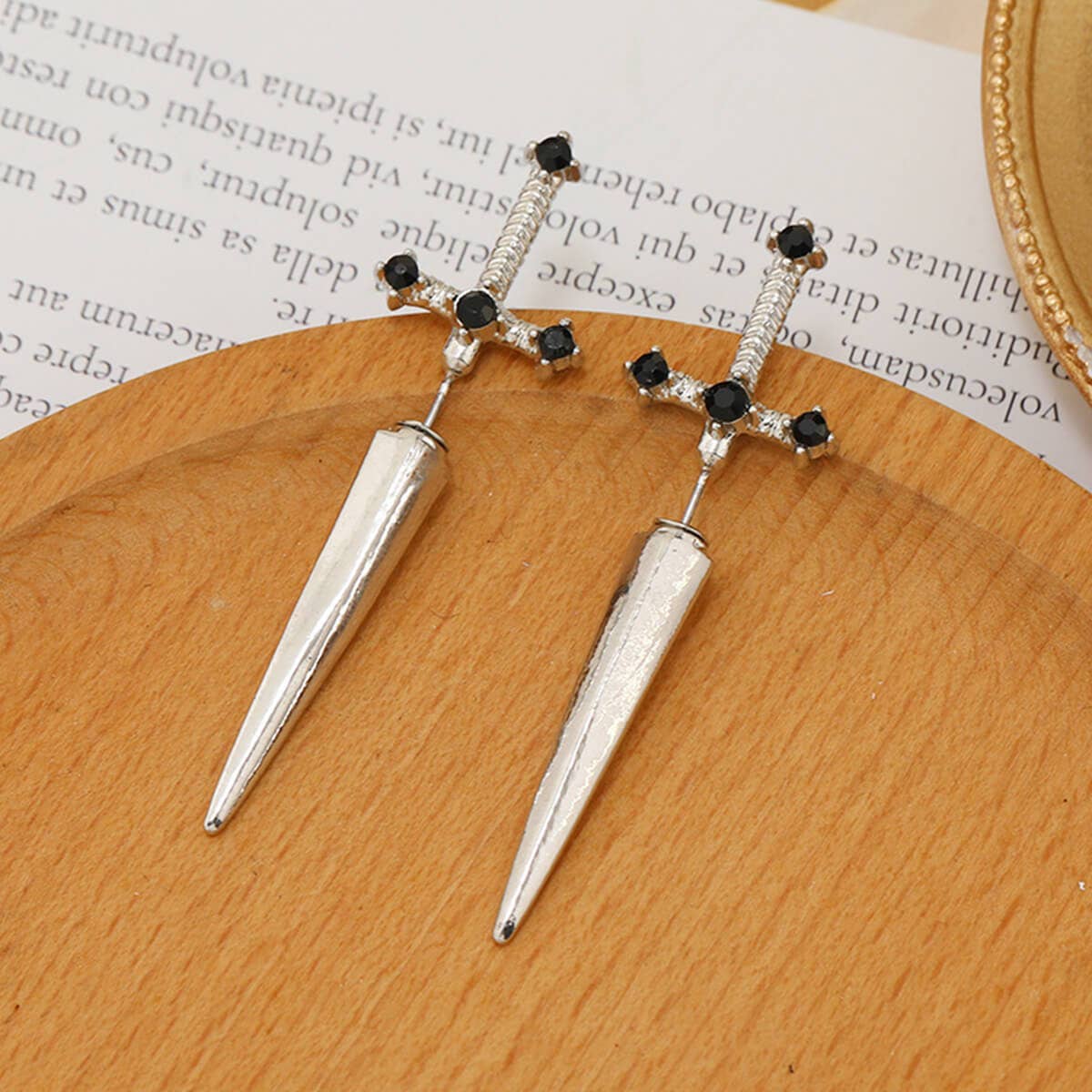 GOTHIC SWORD EARRINGS (PAIR): Silver