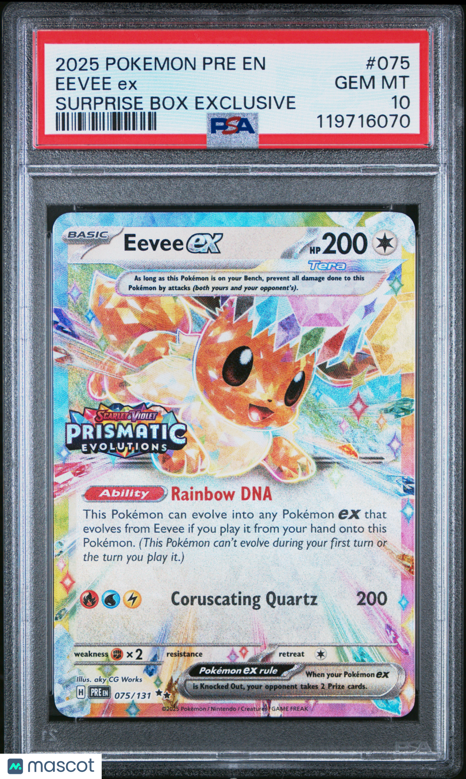 2025 Pokemon Prismatic Evolutions Eevee EX Surprise Box Exclusive PSA 10 #075
