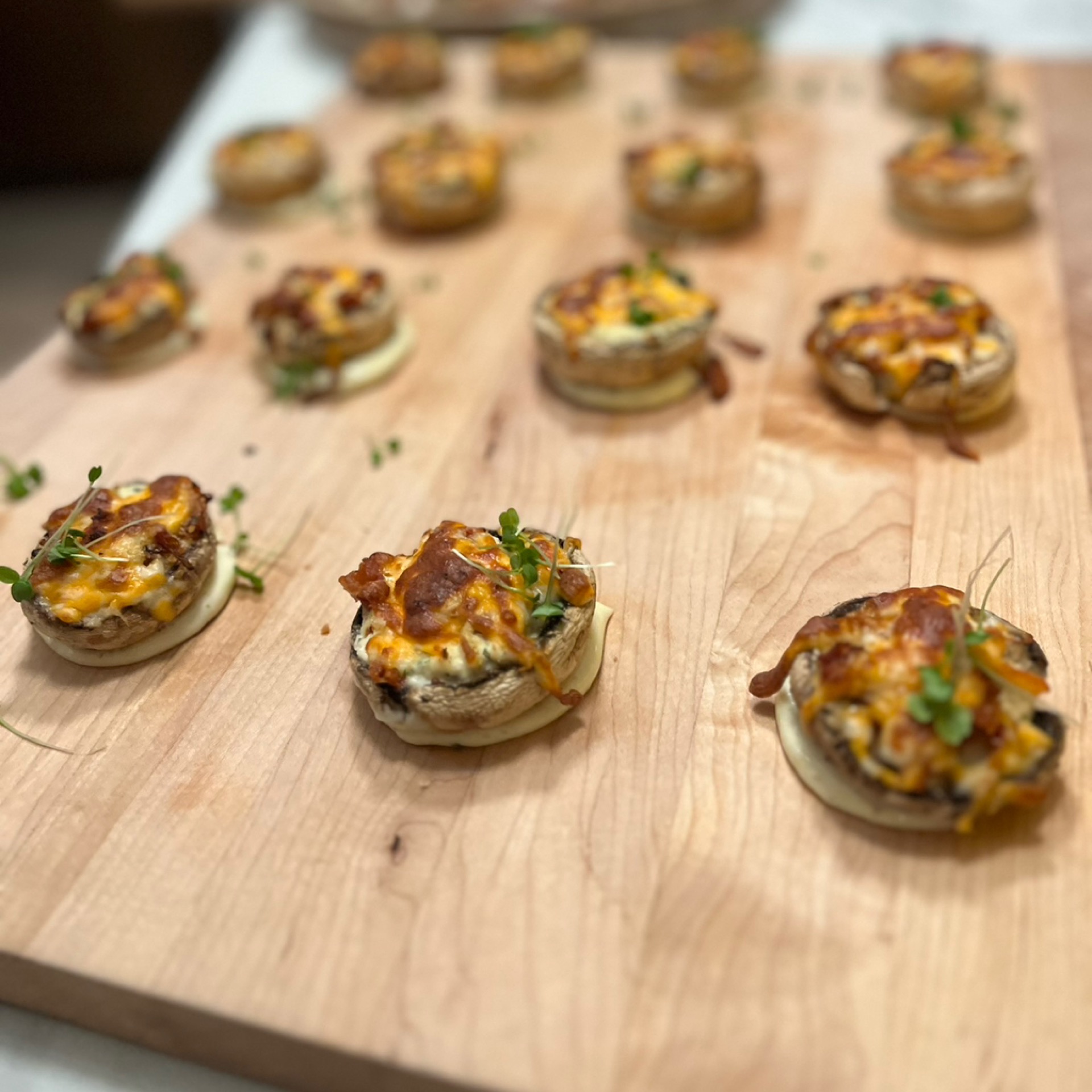 Stuffed mushroom platter with savory herb cream