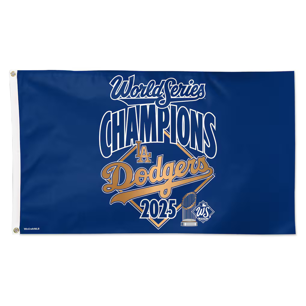 Los Angeles Dodgers 2025 World Series Champions Deluxe Lockeroom Flag 3x5'