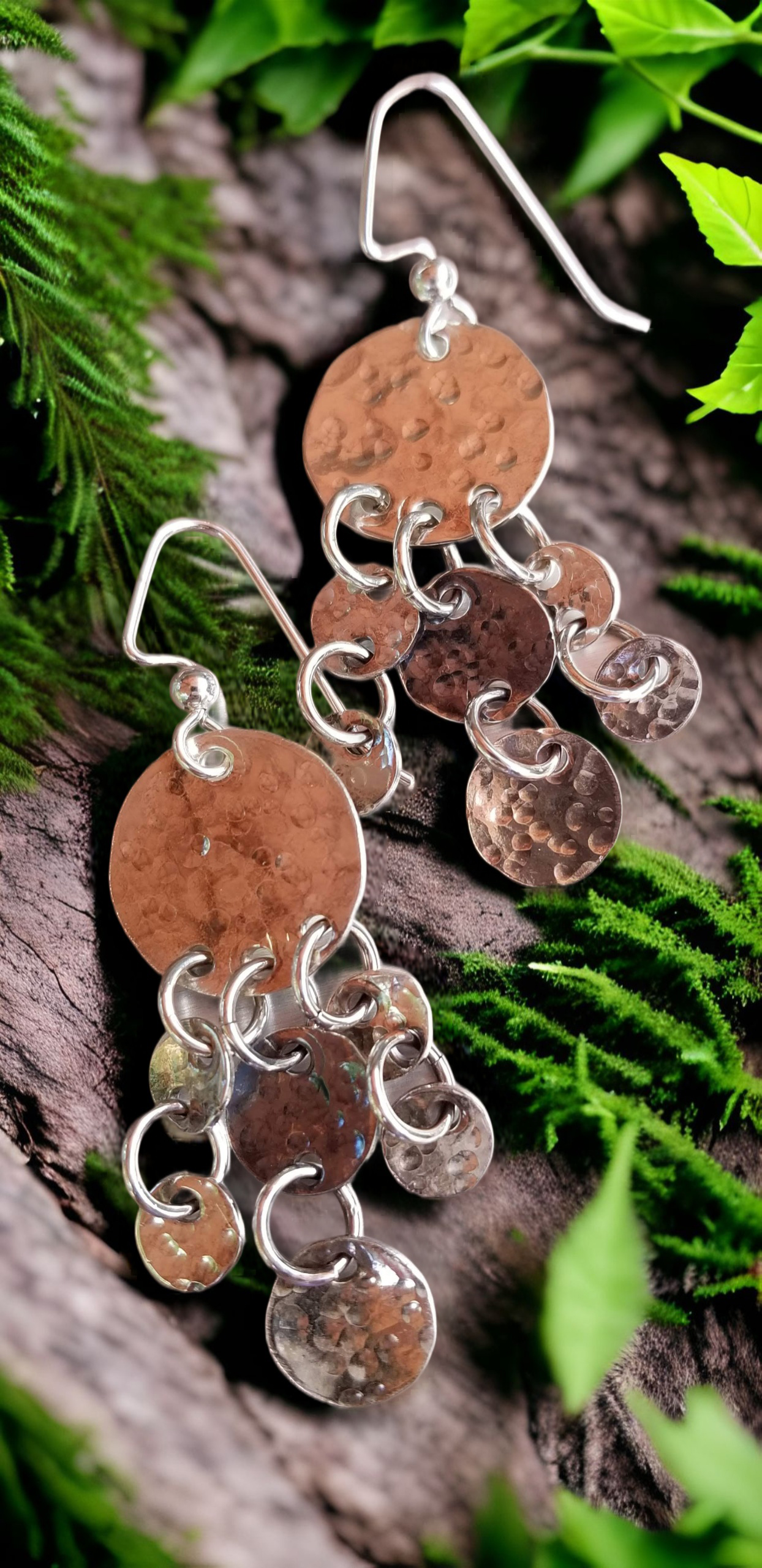 Seven Hammered Disc Earrings by Moss Creek Art