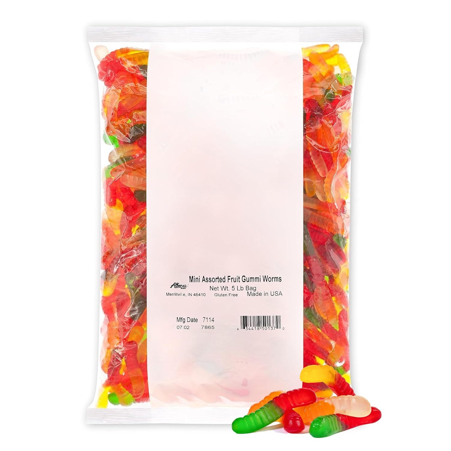 Albanese Mini Assorted Fruit Worms 5 Pound Bag Bulk