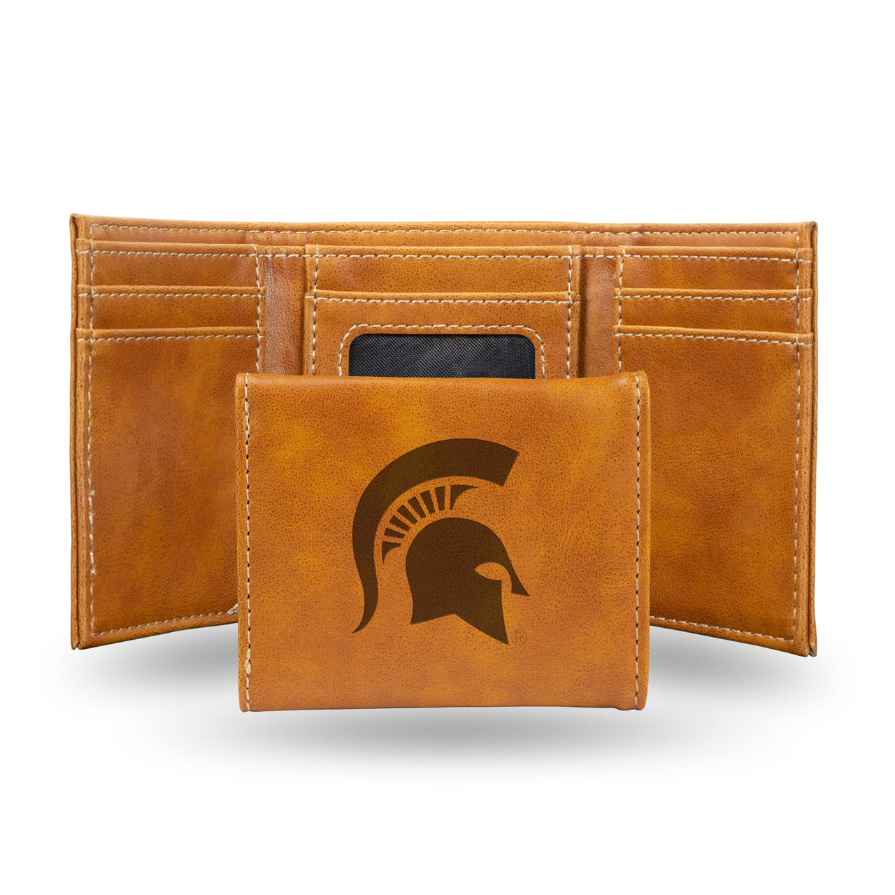 Michigan State Spartans Laser Engraved Trifold Leather Wallet