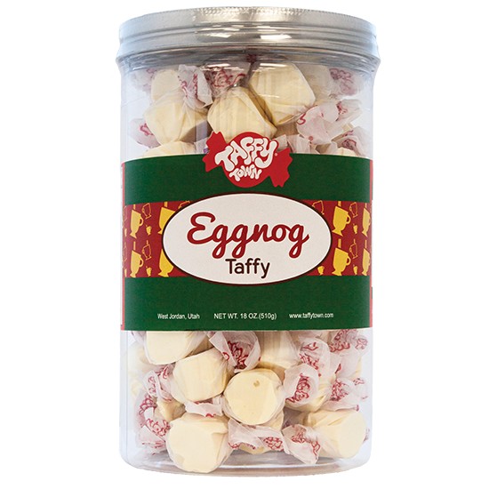 Taffy Town Christmas Eggnog Salt Water Taffy Jar 18oz