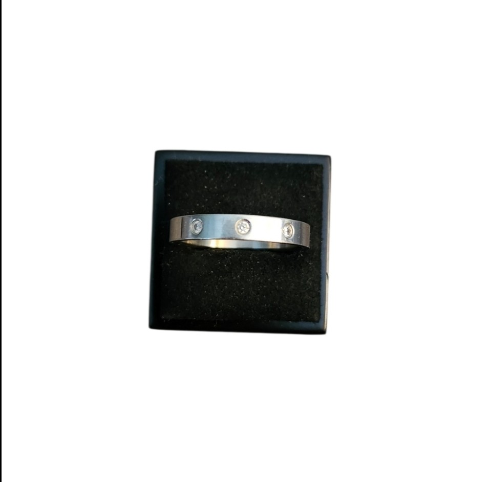 Size 12 Silver Toned Cubic Zirconia Thin Band